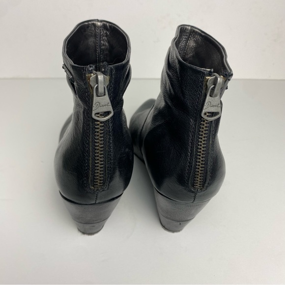 Diesel Black Leather Women's Wedge Booties Size 38/7.5 - Picture 3 of 10